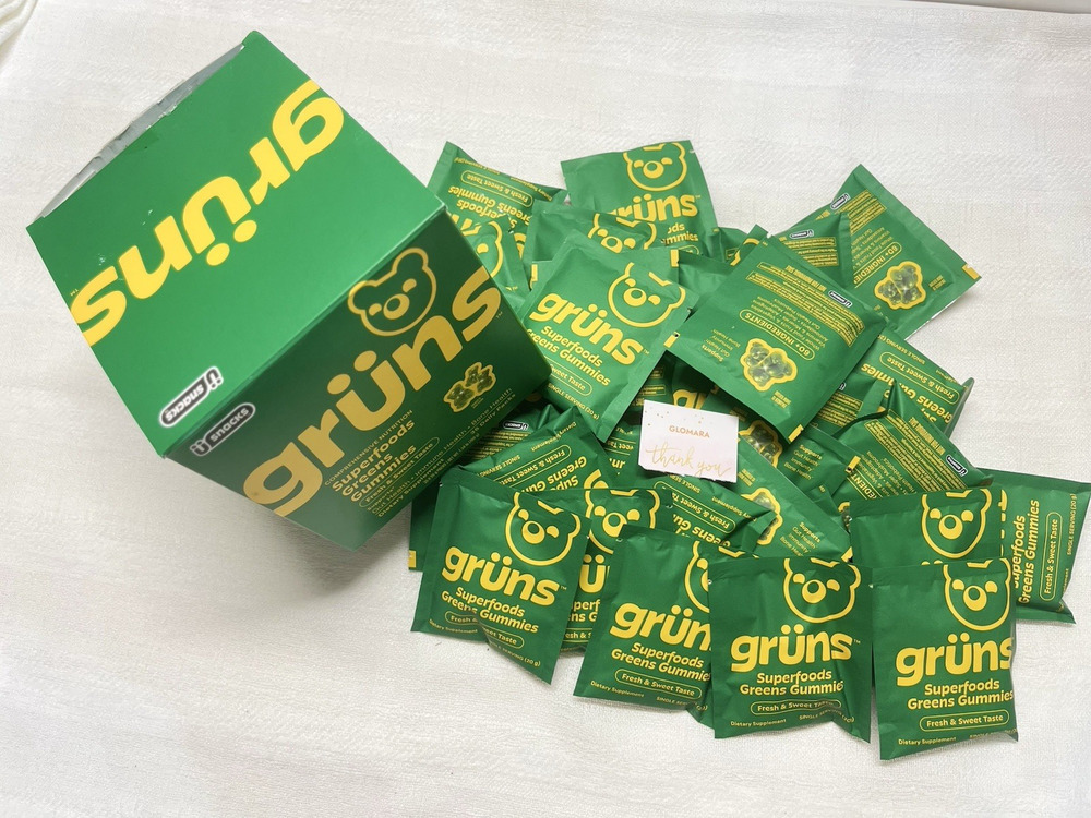 Gruns Adults Super Greens Gummies Multivitamin Superfood Gummy Bears 35Packs NEW